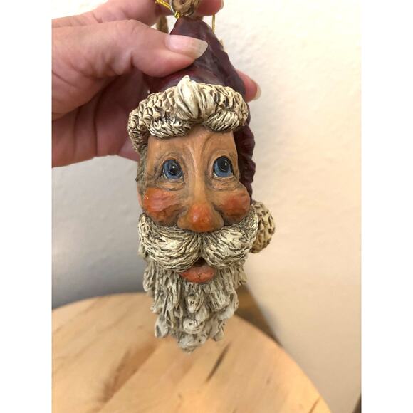 BERT ANDERSON 2001 Santa Head on a Rope Ornament Door Hanger Wall Hanging VTG - Picture 2 of 7